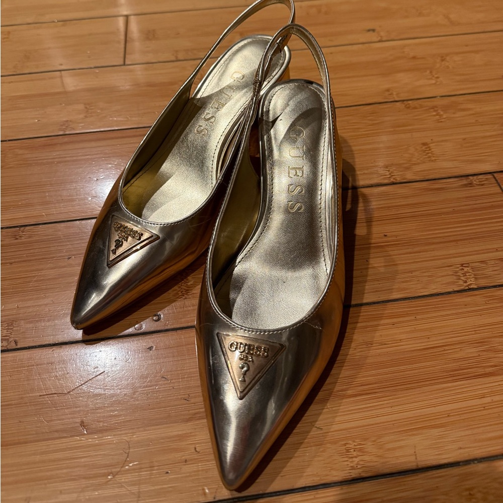 Guess Metallic Silver Pointed Heels
